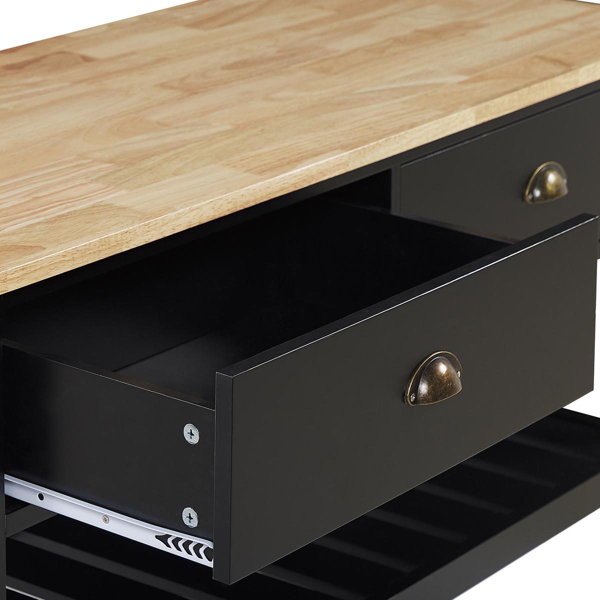 SERVIERWAGEN Holz Schwarz Navarino - Schwarz/Braun, Holz/Holzwerkstoff (120/91/48cm) - Beliani