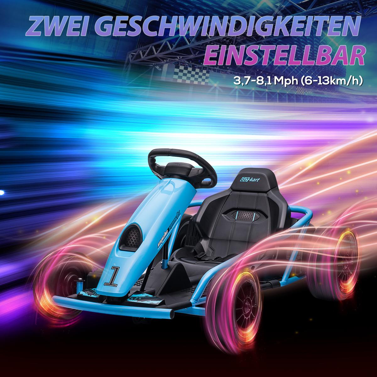 KINDER Elektro Gokart - Blau, Metall (115/77/54cm) - HOMCOM