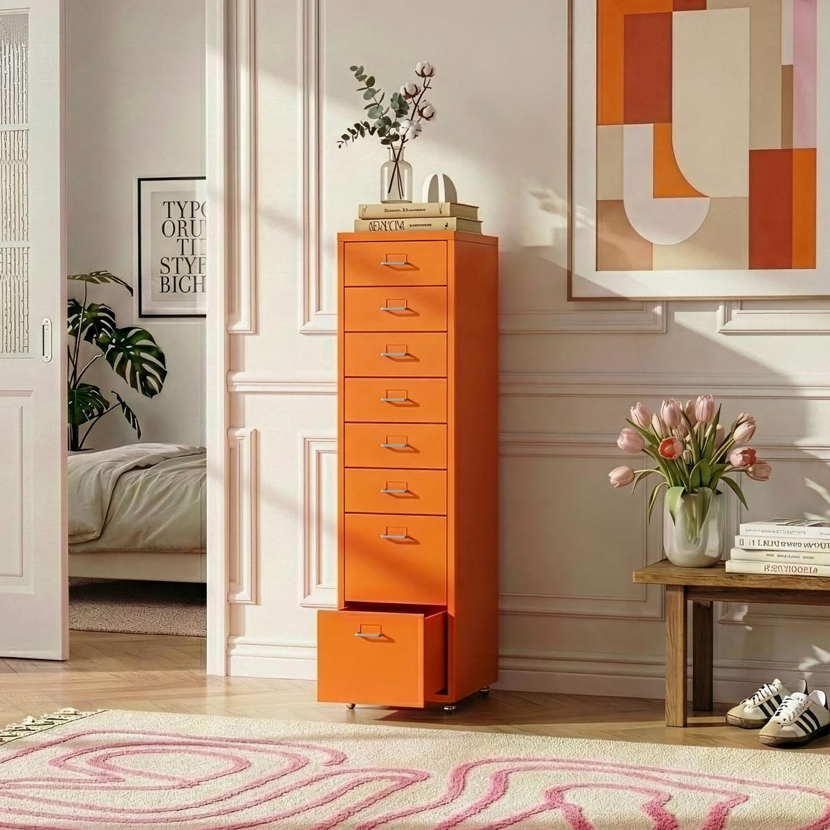 ROLLCONTAINER Kökar - Orange, Metall (28/109/41cm) - [en.casa]