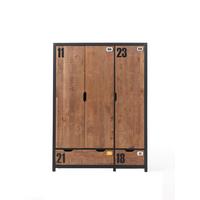 KINDERZIMMERSCHRANK Kameko 148x55x200 MDF+Massivholz Schwarz/Cognac - Cognac/Schwarz, Holzwerkstoff (148/200/55cm) - 58aufmkessel