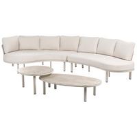 GARTENSOFA 6-Sitzer mit Tischen Metall Hellbeige Oriolo - Beige, Metall (352/84/120cm) - Beliani