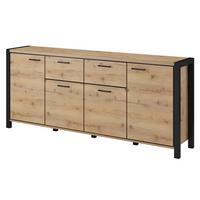 SIDEBOARD ATTIVO 213/91/41 cm mit 2 Schubladen und 4 Türen Eichefarben - Eichefarben, Holzwerkstoff (213/91/41cm) - MASSENO