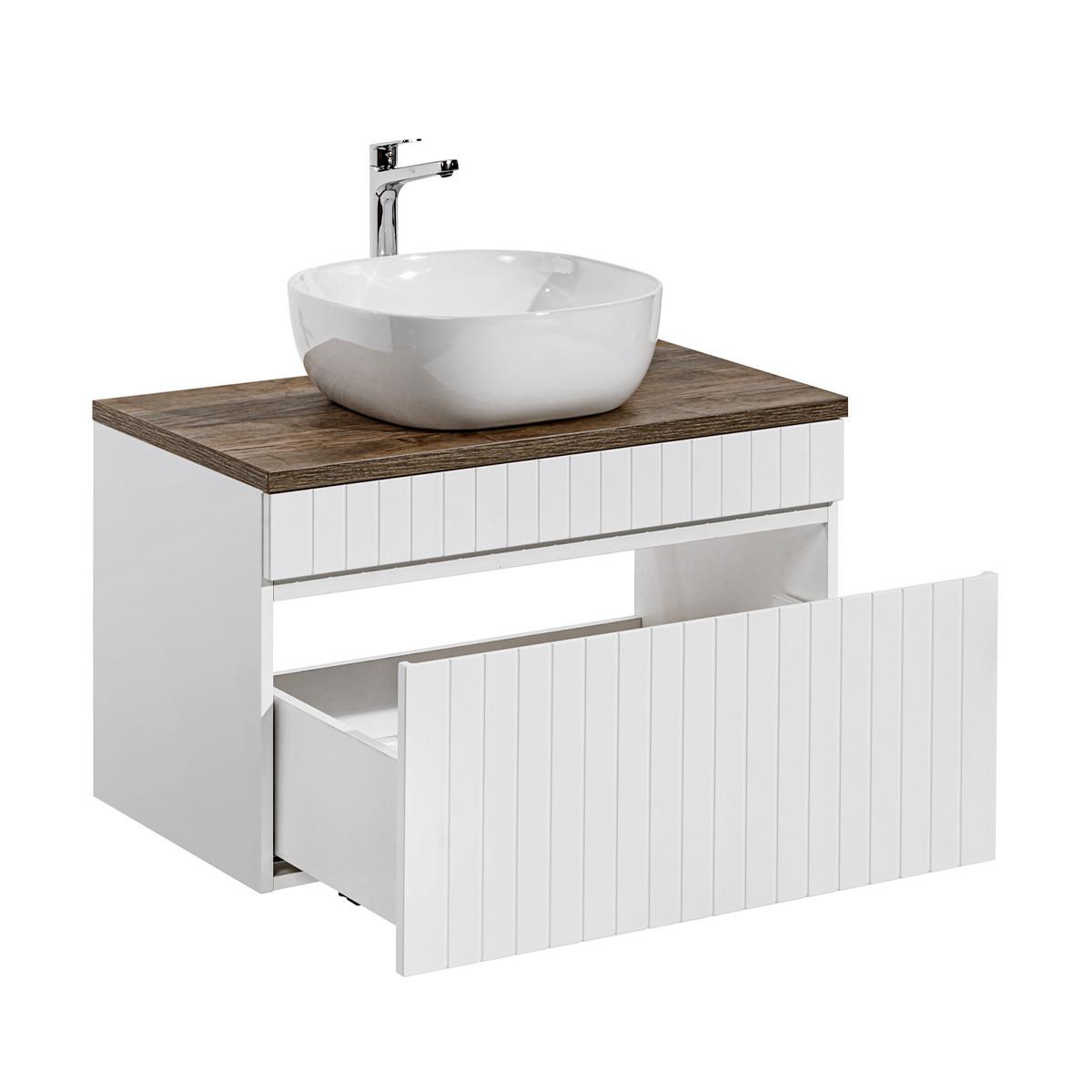 BADMÖBEL 80cm Zelie 2er-Set Weiß - Weiß, Holzwerkstoff (80/48/46cm) - Petits-meubles