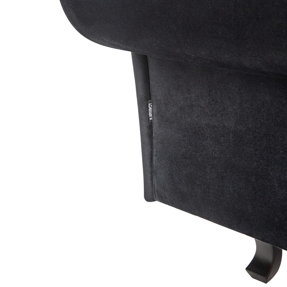 CHAISELONGUE-LINKSSEITIGE Samtstoff Schwarz mit Kissen Lattes Ii - Schwarz/Braun, Textil (192/81/59cm) - Beliani