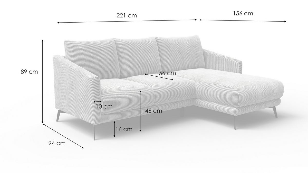 ECKSOFA VILT 3-Sitzer, safran - Gelb/Schwarz, Holzwerkstoff/Textil (221/156cm) - Wozimo