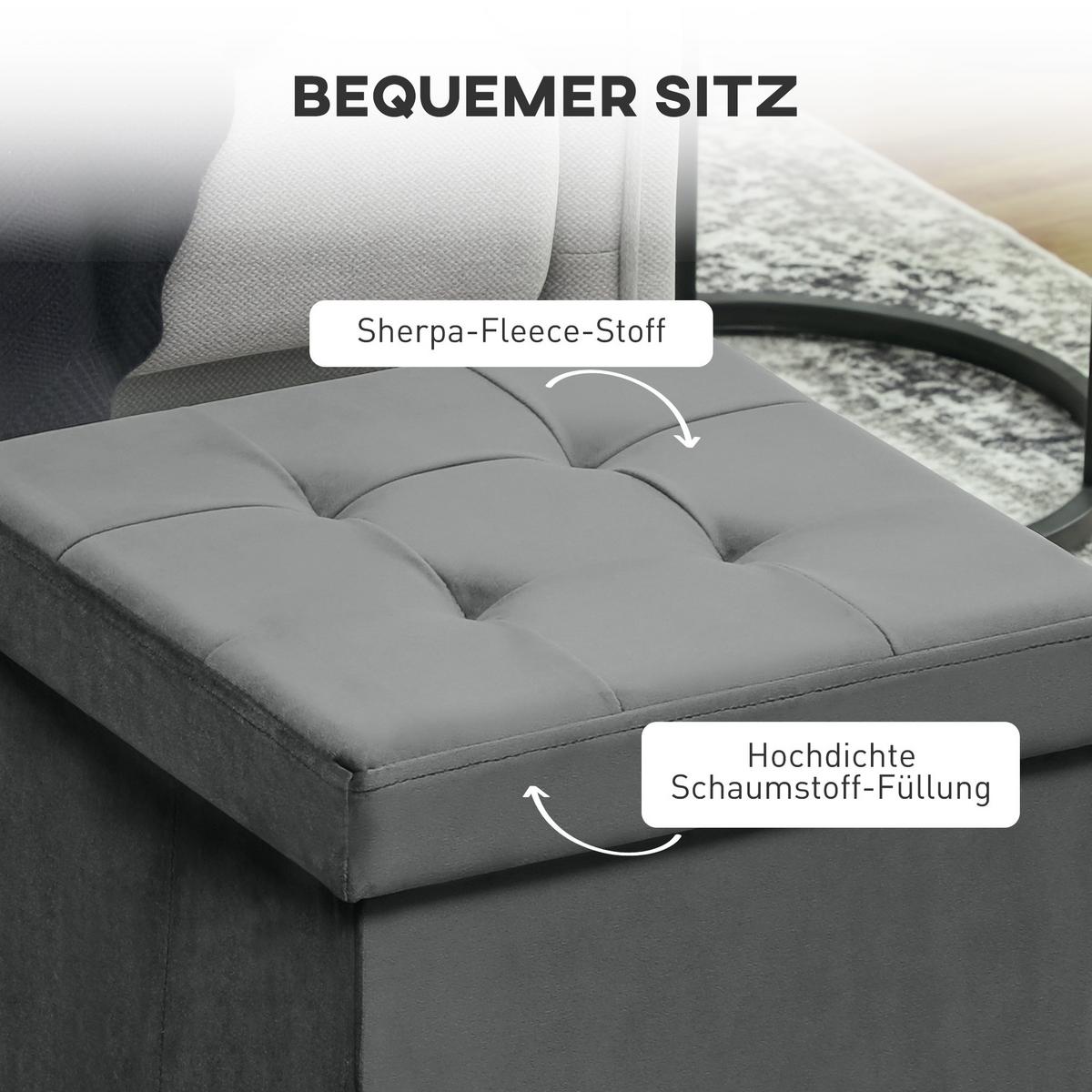 SITZHOCKER Polyester Vliesstoff Grau - Grau, Textil (38/38/38cm) - HOMCOM