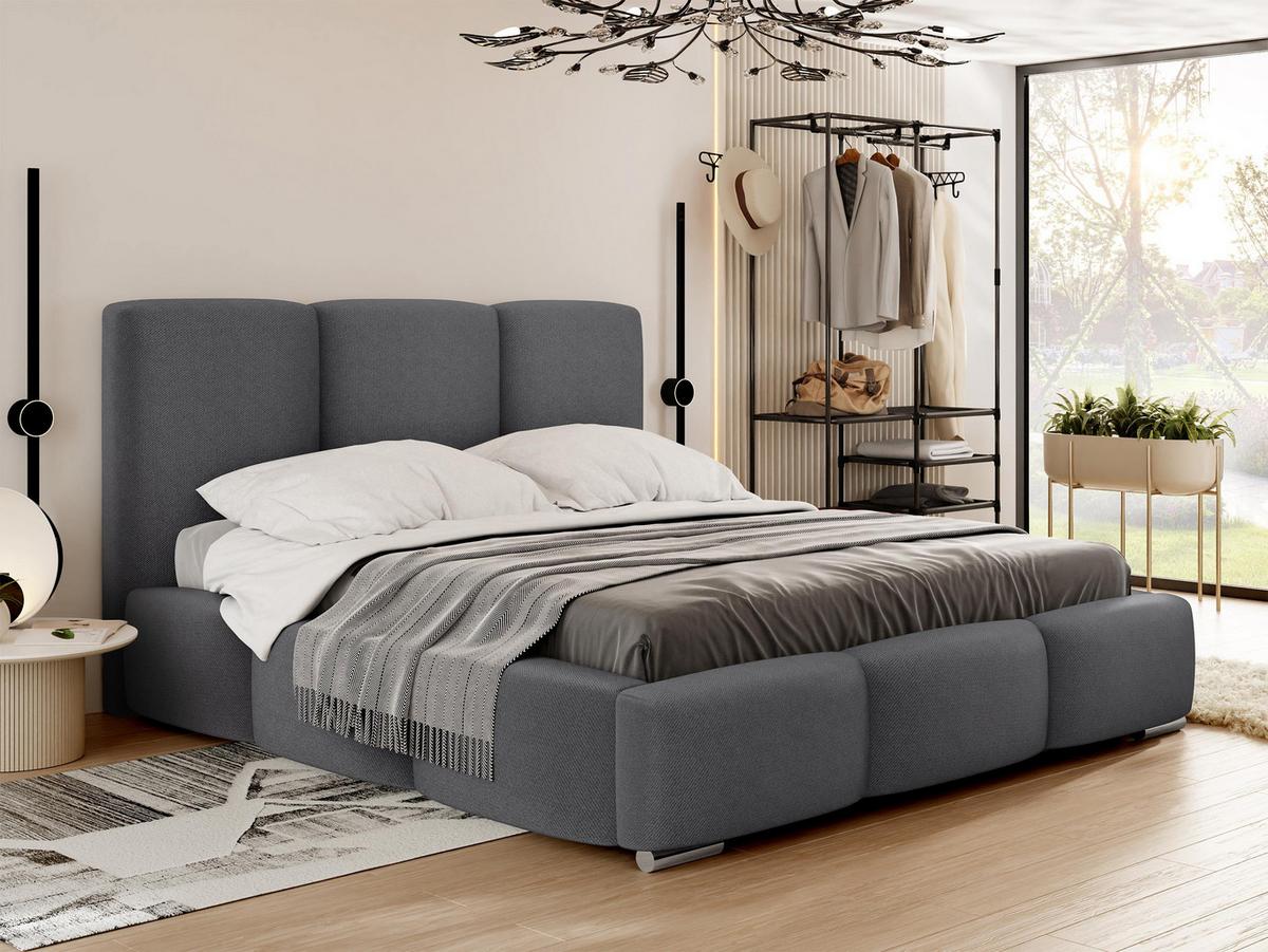 POLSTERBETT Olweria - Chromfarben/Grau, Holz/Textil (160/200cm) - MIRJAN24