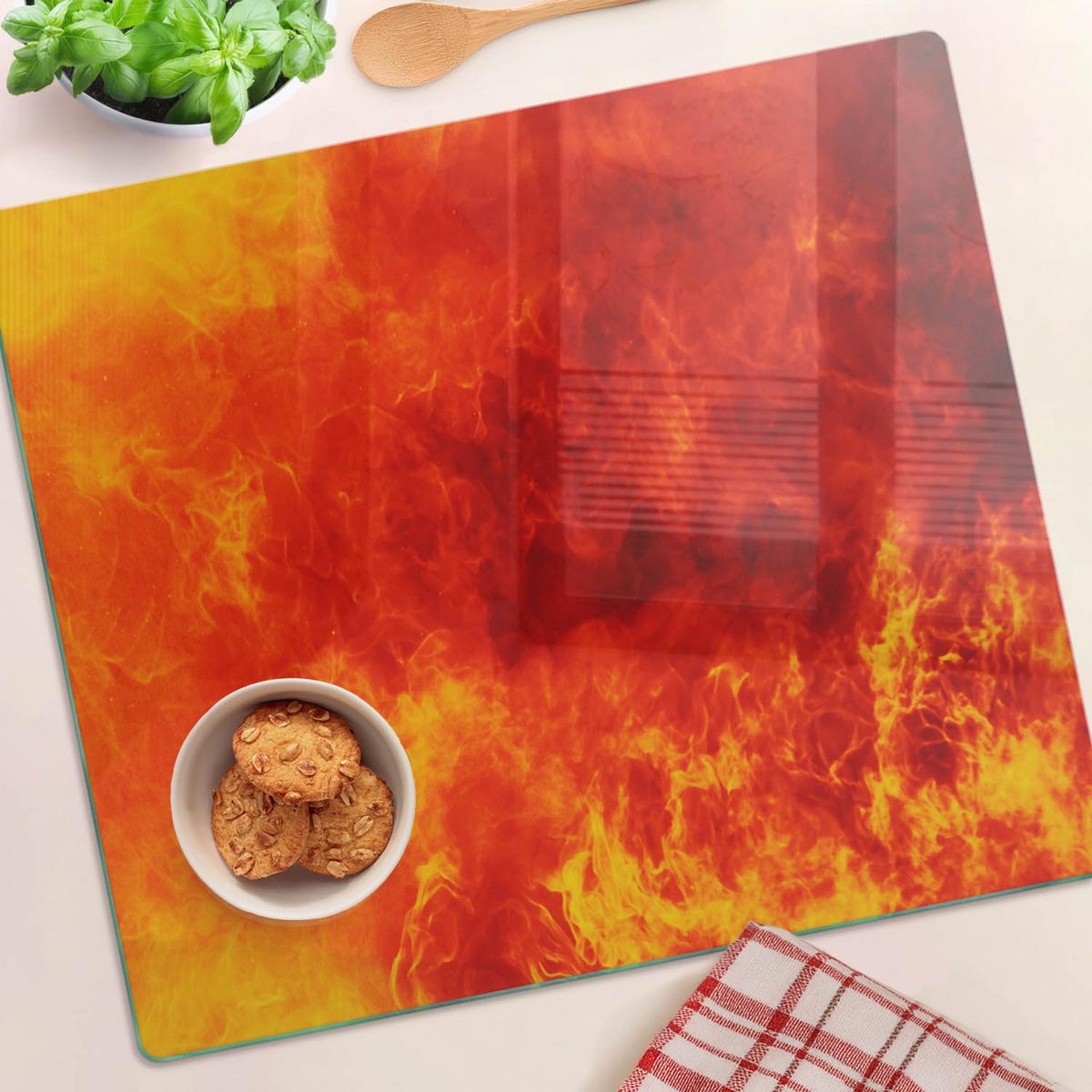 GLASPLATTE 60x52 cm Flamme - Rot, Glas (60/0.4/52cm) - TULUP