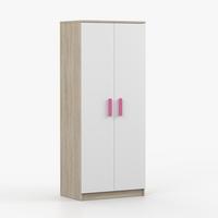 DREHTÜRENSCHRANK 80/192/50 cm 2-türig Jonas III 06 Sonoma Eiche/Weiß + rosa Griffe - Weiß/Rosa, Holz/Holzwerkstoff (80/192/50cm) - imoebel24
