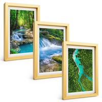 BILDER SET 3er Set - 20x30 cm Goldrahmen - Grüne Wälder, kristallklares Wasser - Goldfarben, Kunststoff (20/30cm) - TULUP