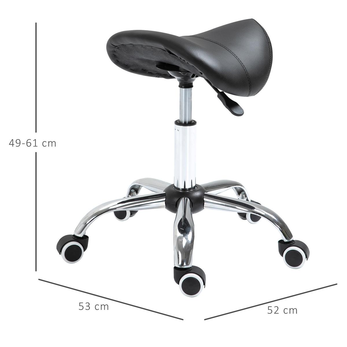 ARBEITSHOCKER Drehstuhl Drehhocker Rollhocker Sattelhocker Hocker Schwarz - Schwarz, Kunststoff (52/61/53cm) - HOMCOM