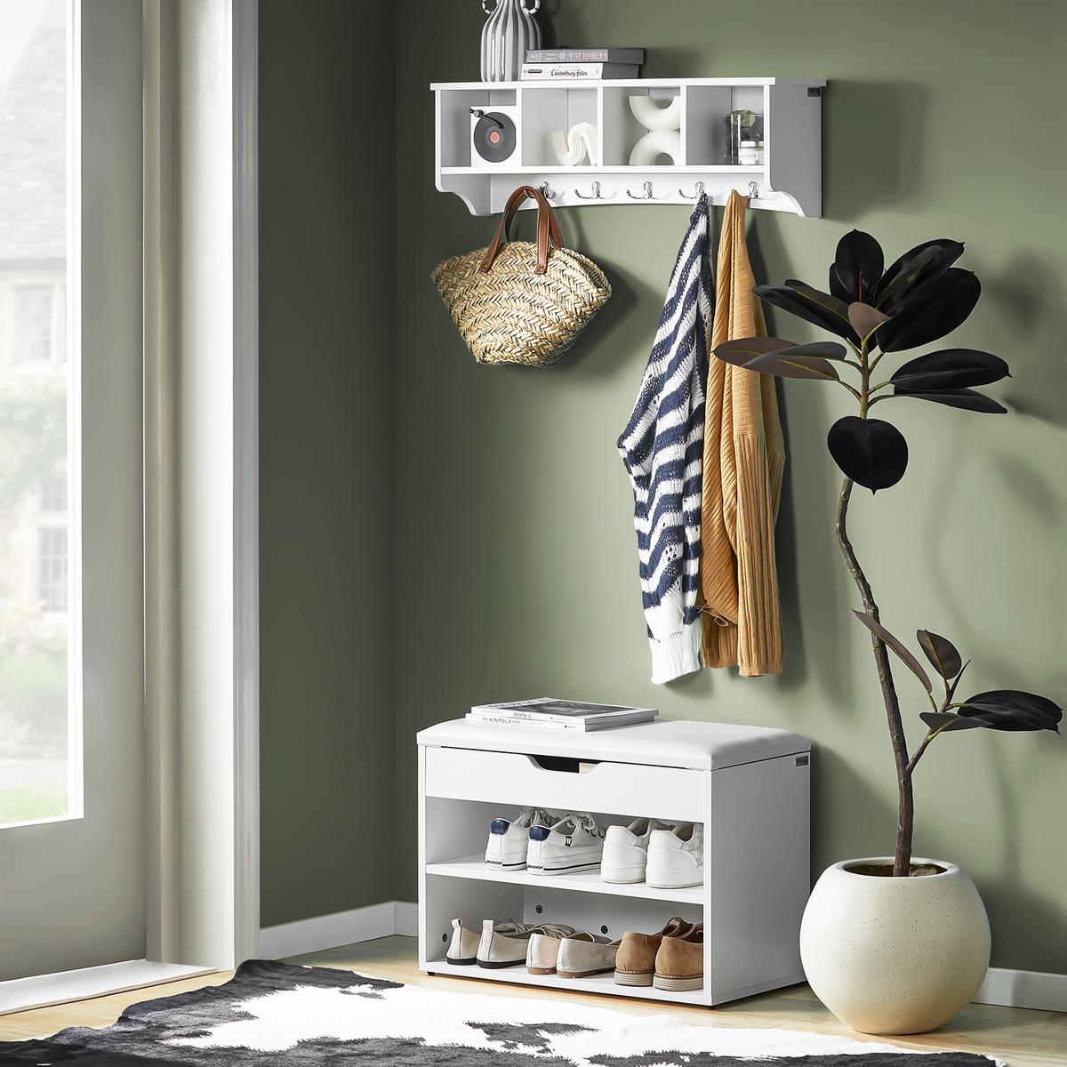 SCHUHBANK Weiß - Weiß, Holzwerkstoff (60/44/30cm) - SoBuy