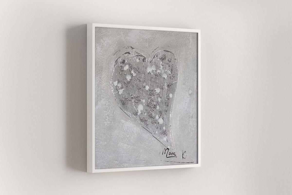 ACRYLBILD HANDGEMALT 30/30 cm - Silberfarben, Holz/Textil (30/30cm) - KUNSTLOFT