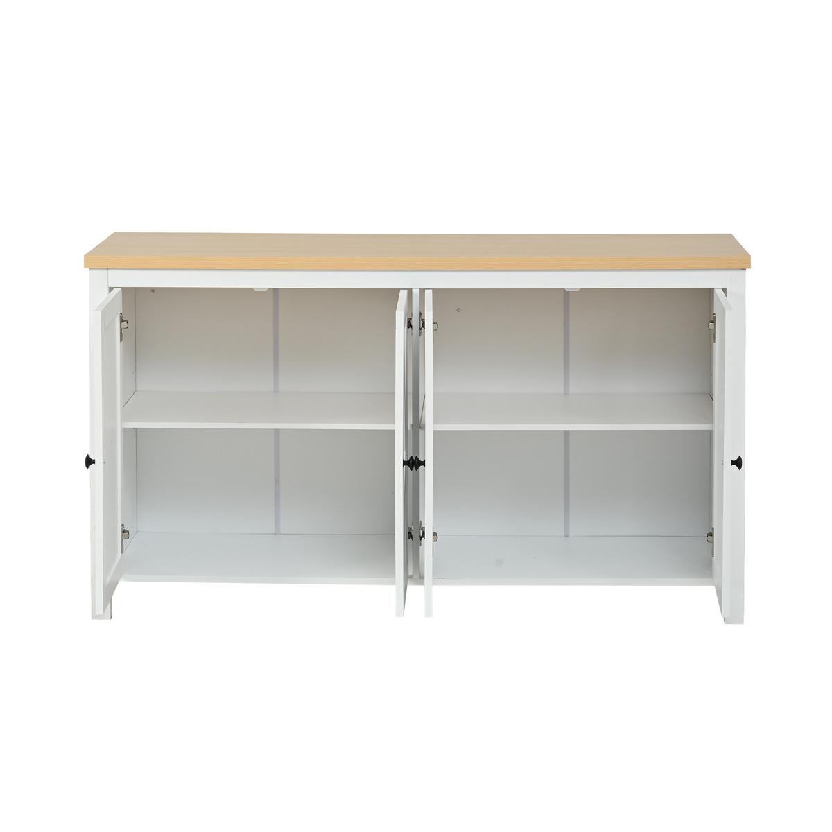 SIDEBOARD Weiß 4 Türen Multifunktional Schrank mit 2 Partitionen - Weiß, Holzwerkstoff (140/78/40cm) - Urban Meuble