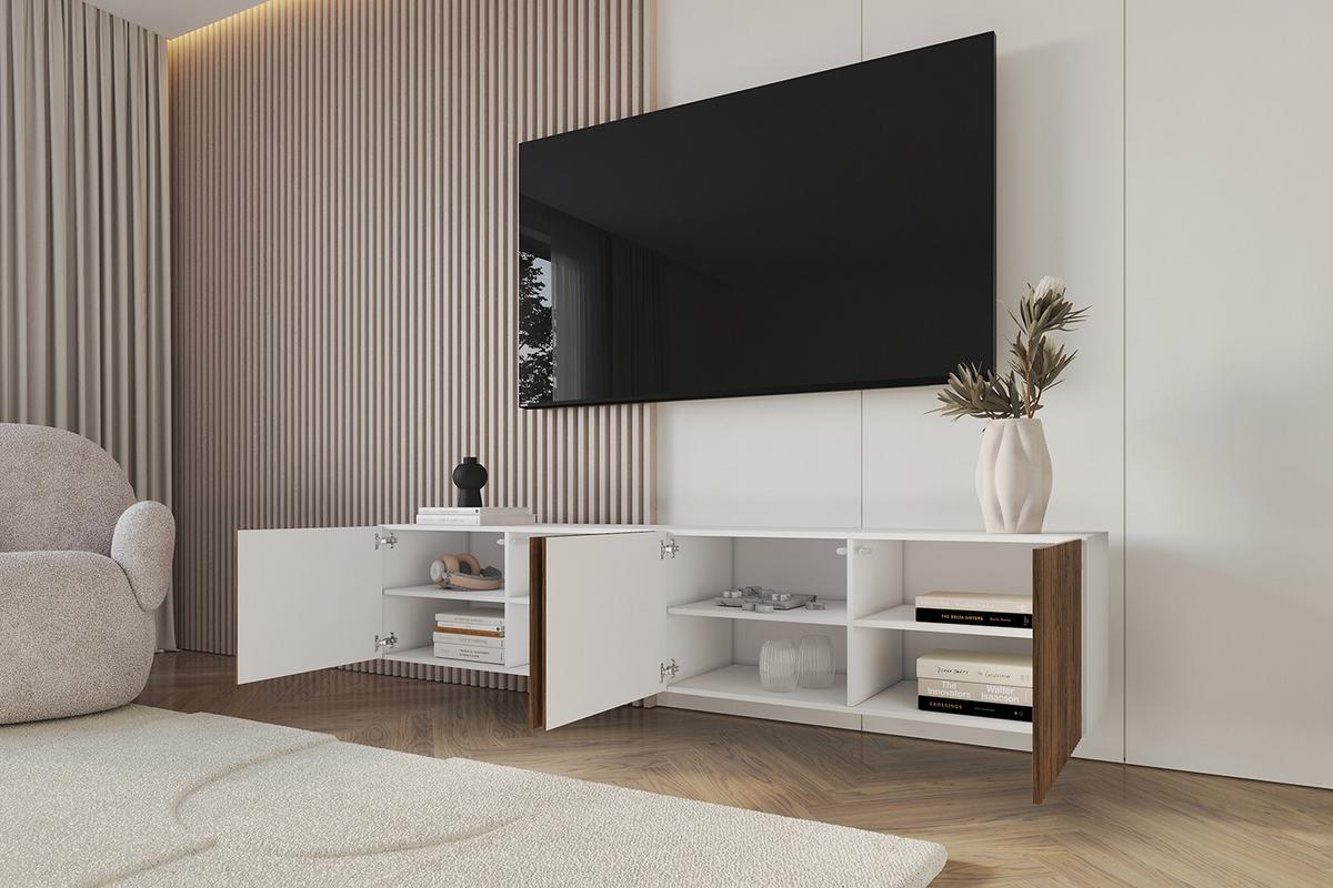 LOWBOARD NOA-2-W 2x100x40x40 cm - Weiß / Katania - Eiche Wotan, Holzwerkstoff (200/40/40cm) - ALTDECOR