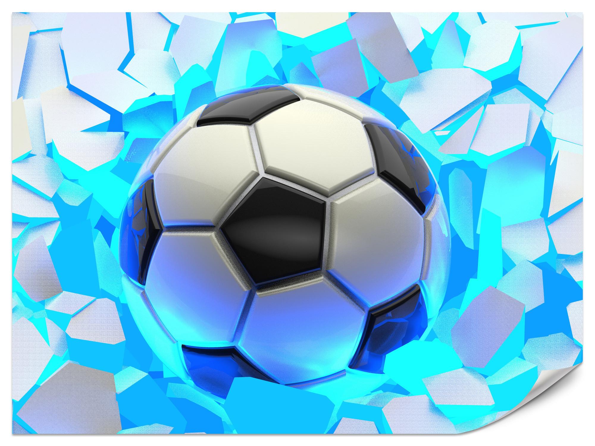 FOTOTAPETE Fußball Abstraktion 3D Effekt 300x210 - Schwarz/Weiß, Papier (300/210cm) - Muralo