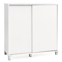 SCHUHSCHRANK Holz für 20 Paar Schuhe mit Schiebetüren, Weiß 100x38x108 cm - Silberfarben/Weiß, Holz/Kunststoff (100/108/38cm) - KADIMA DESIGN