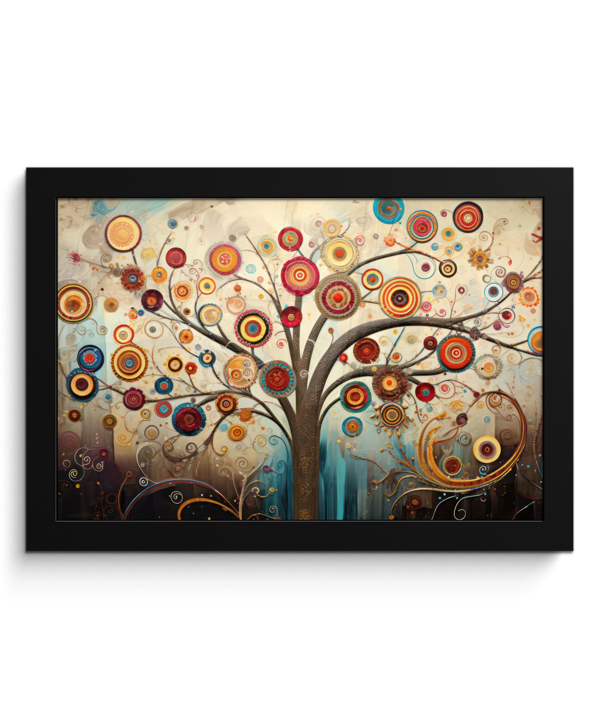 POSTER MIT RAHMENGERAHMTES BILD Baum - Baum des Lebens - Farbe 30x20 cm - Braun, Papier (30/20cm) - MuchoWow