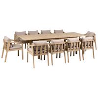 GARTENMÖBEL-SET 10-Sitzer zertifiziertes Akazienholz Hellbraun Toscanella - Hellbraun/Beige, Holz - Beliani
