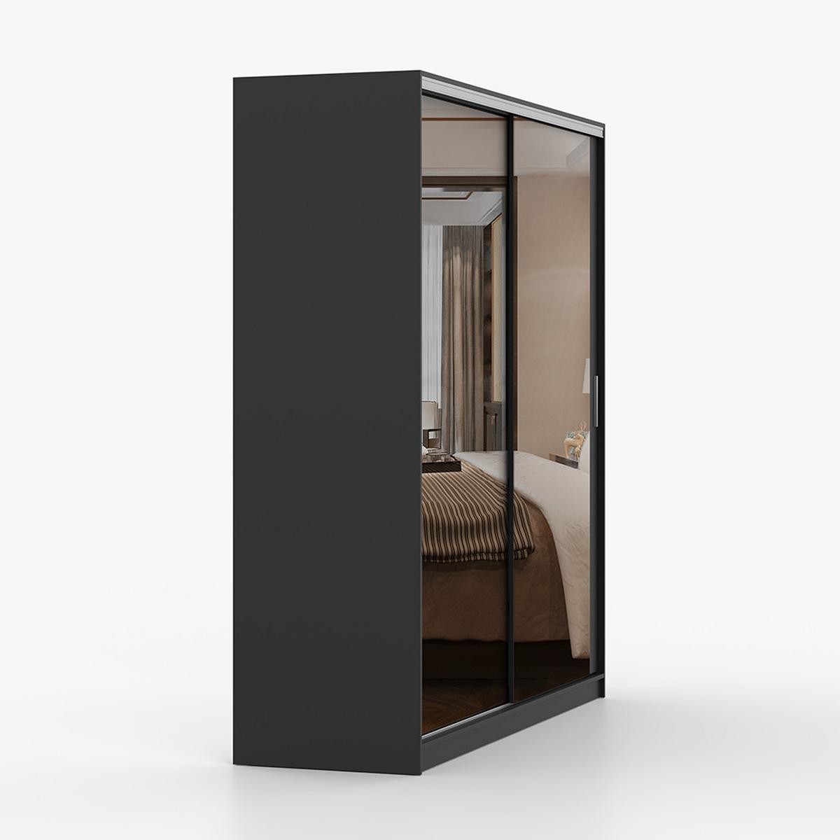 KLEIDERSCHRANK Tokyo M 203 cm, 203/215/58, 2-türig, schwarz - Schwarz, Holzwerkstoff (203/58/215cm) - imoebel24