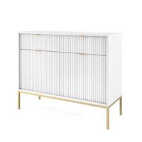 KOMMODE STELLARE 104/83/39 cm mit 2 Schubladen 2 Türen Weiß - Goldfarben/Weiß, Holzwerkstoff (104/83/39cm) - MASSENO
