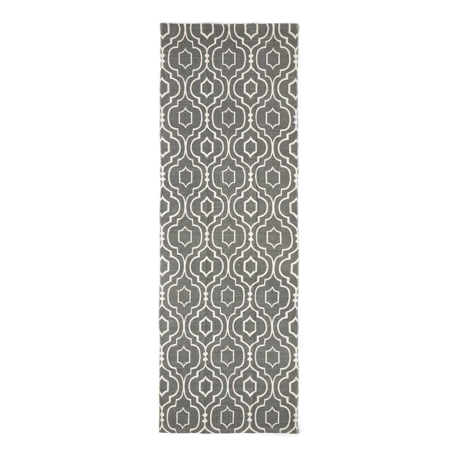 BAUMWOLLTEPPICH-LÄUFER Riga geometrisch 66/200 cm - Grau, Textil (66/200cm) - Homescapes