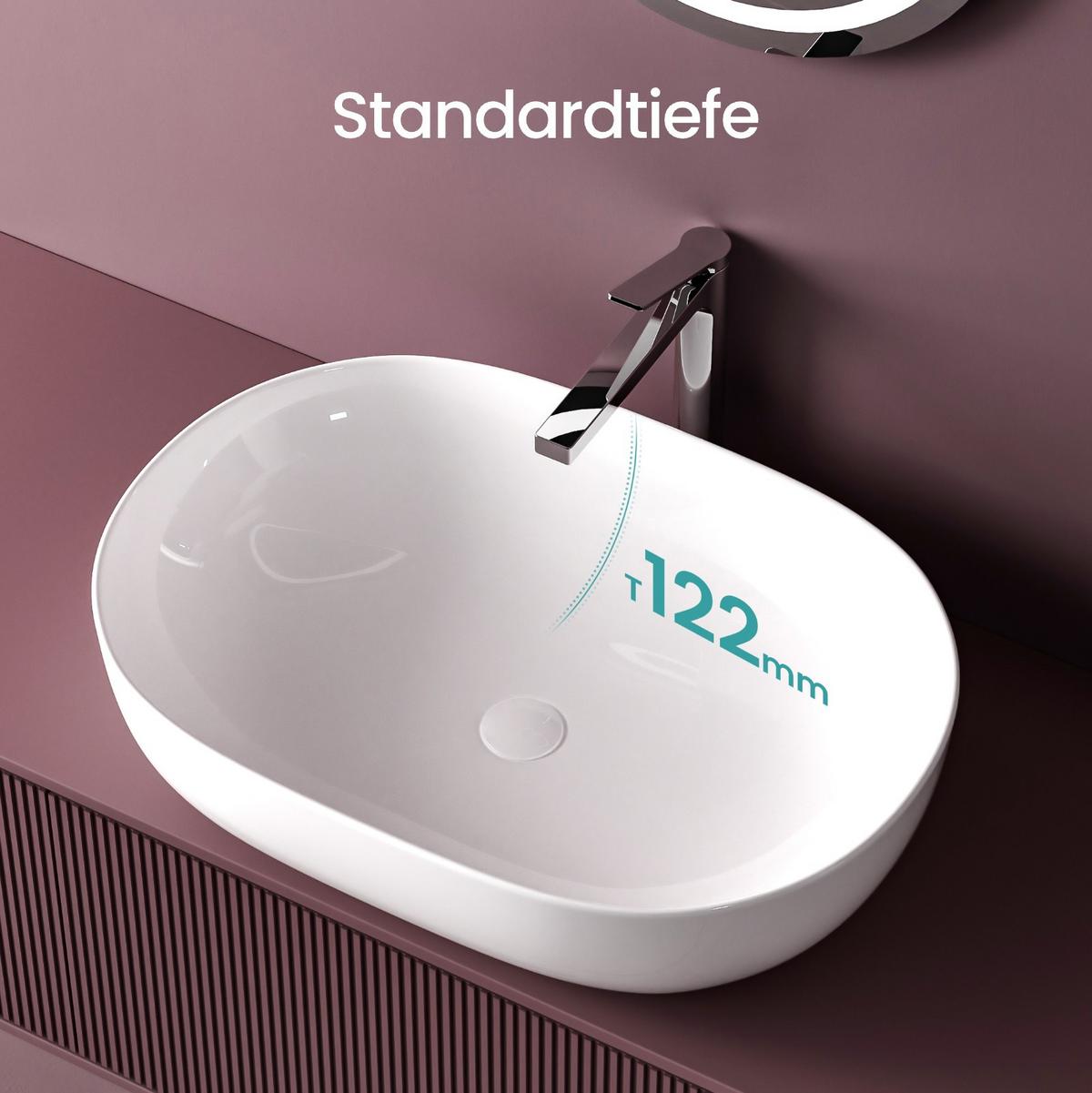 WASCHBECKEN Quadratisch R-Ecken Weiß 60 / 41,5 / 13,5 cm - Weiß, Keramik (60/13.5/41.5cm) - EMKE