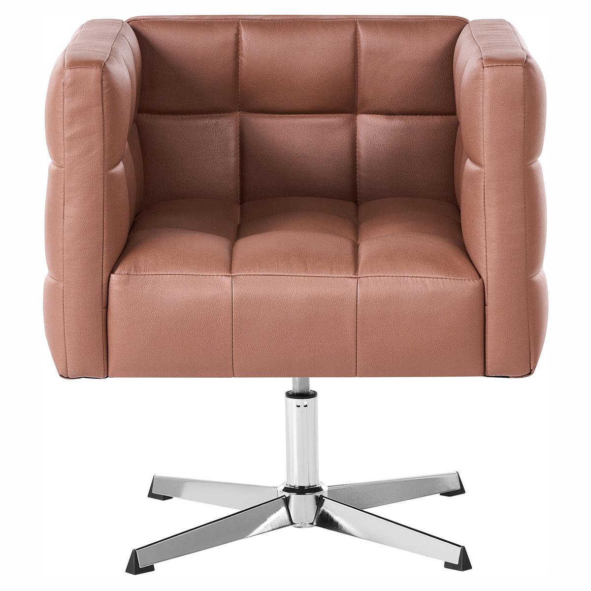 DREHSESSEL Kunstleder Braun Levanger - Silberfarben/Braun, Kunststoff/Metall (71/77/67cm) - Beliani
