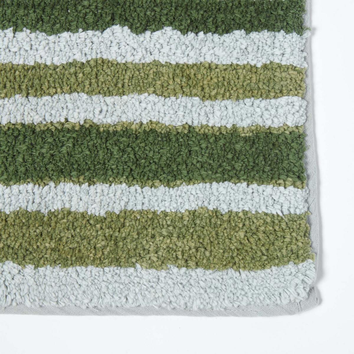BADEMATTE 50/80 cm gestreift, Baumwolle - Grün, Textil (50/80cm) - Homescapes