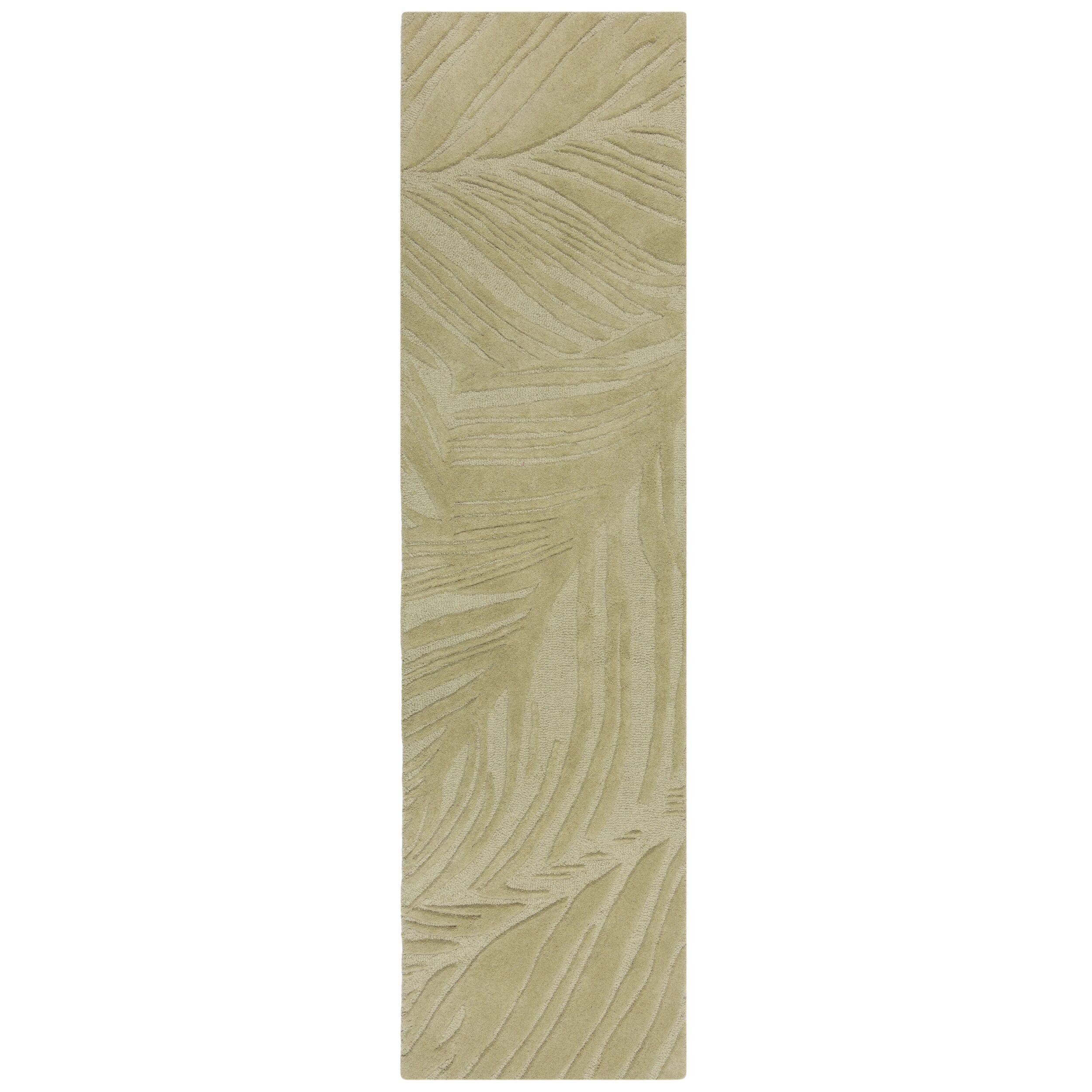 WOLLTEPPICH LEVEN, floral, Grün-Beige, 60 x 230 cm - Grün, Textil (60/230cm) - KADIMA DESIGN