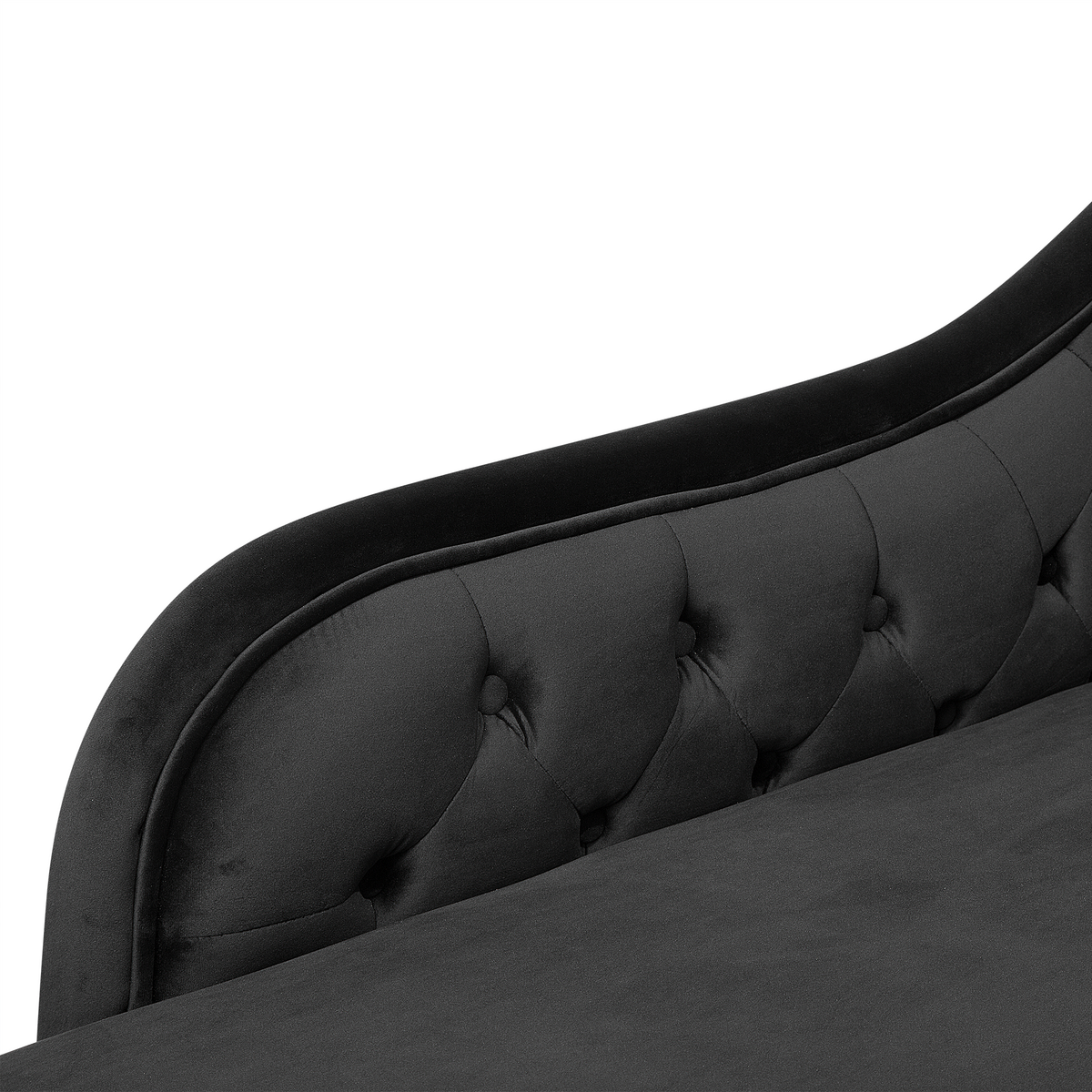 CHAISELONGUE Samtstoff schwarz rechtsseitig Nimes - Dunkelbraun/Schwarz, Textil (170/79/61cm) - Beliani