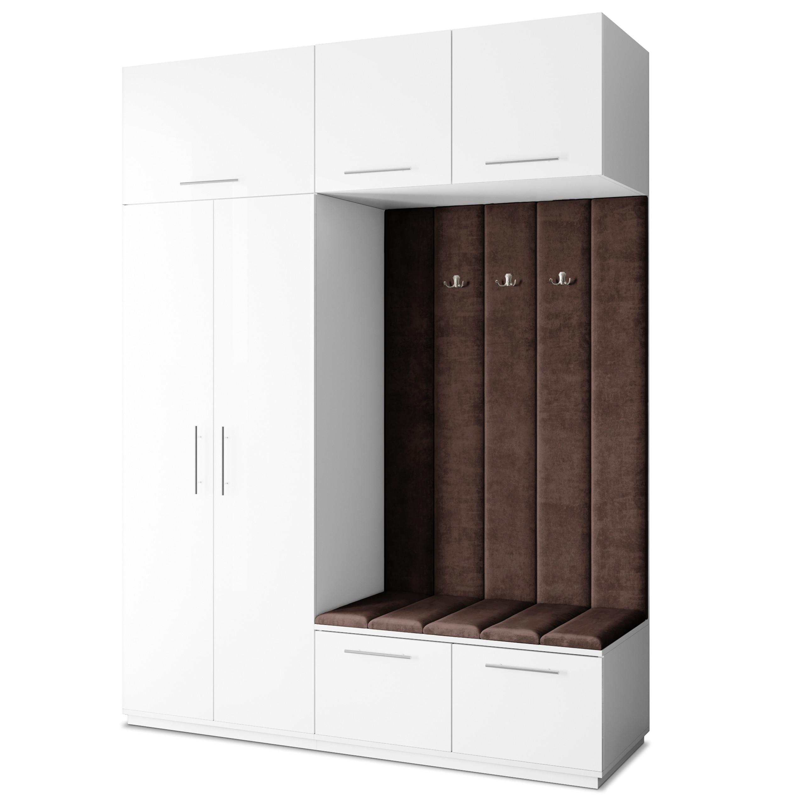 GARDEROBENSCHRANK REMA 180/240/60 cm Modern Garderobe-Set Weiß - Weiß/Braun, Holzwerkstoff (180/240/60cm) - MASSENO