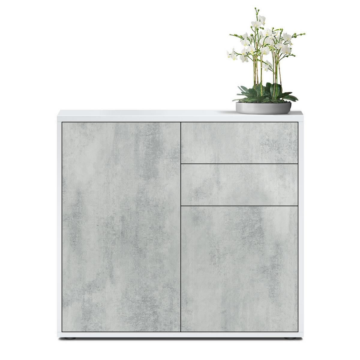 KOMMODE Ben Front in Beton Oxid Optik - Hellgrau, Holzwerkstoff (79/74/36cm) - Vladon