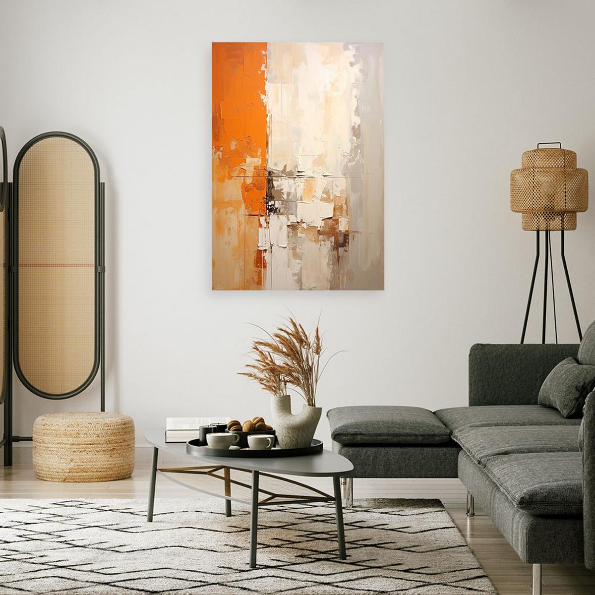 LEINWANDBILD, Abstrakt in Beige und Orange - Orange, Textil (70/100cm) - Feeby