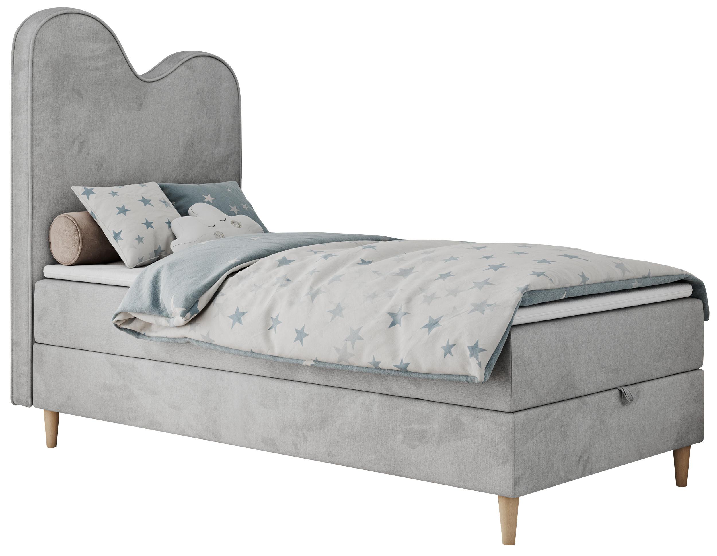 BOXBETT FLOW 90/180 Hellgrau Velvet hydrophob - H3 - Hellgrau, Holz/Textil (90/180cm) - MKS