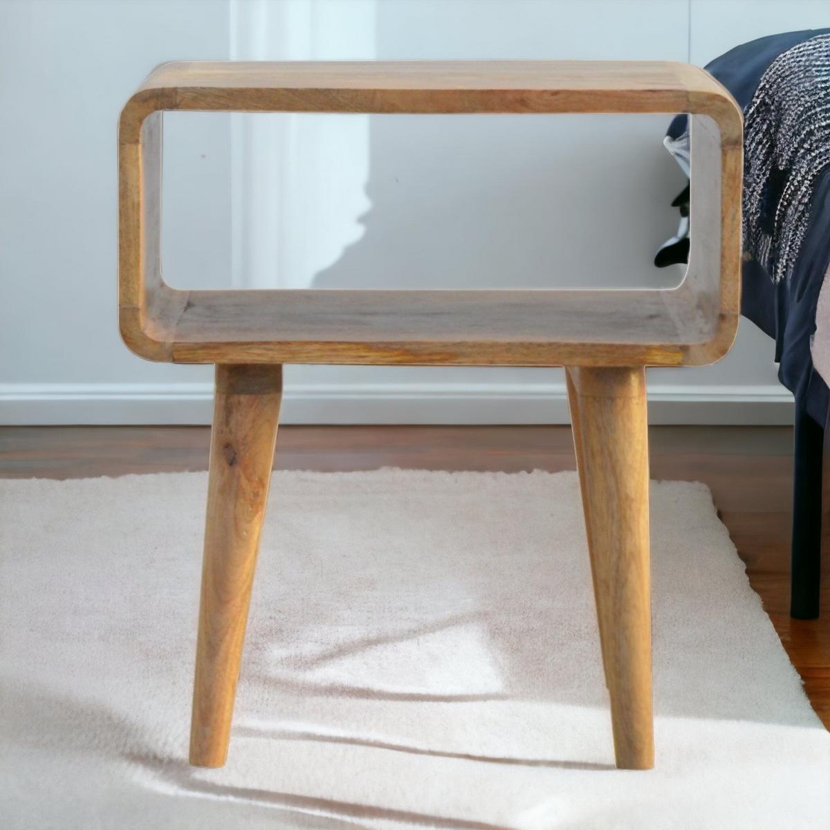 NACHTTISCH mit freiem Fach, Nordische Beine, Beige - Messingfarben/Braun, Holz/Metall (45/50/35cm) - Artisan Furniture