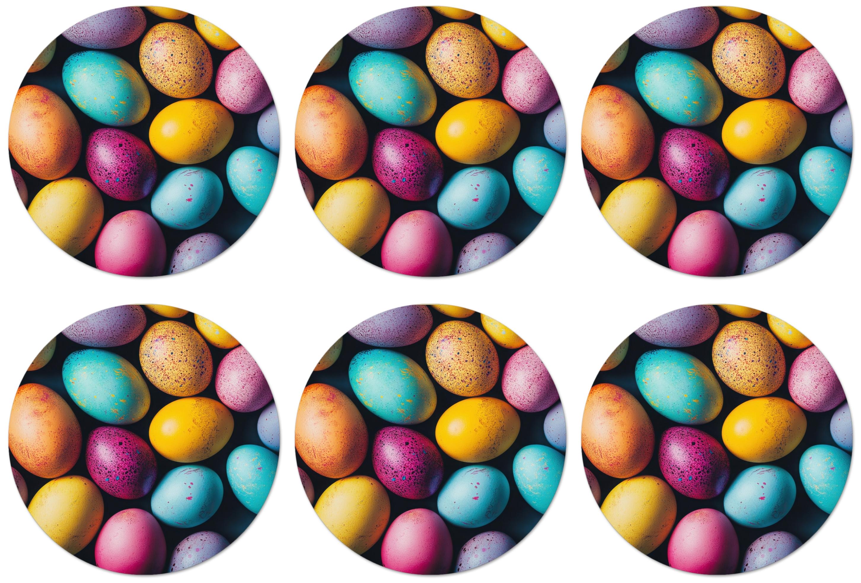 GLASUNTERSETZER Bunt - Ostereier - Spritzer Zubehör für Getränke 10x10 cm - Multicolor, Naturmaterialien (10/0.2cm) - MuchoWow