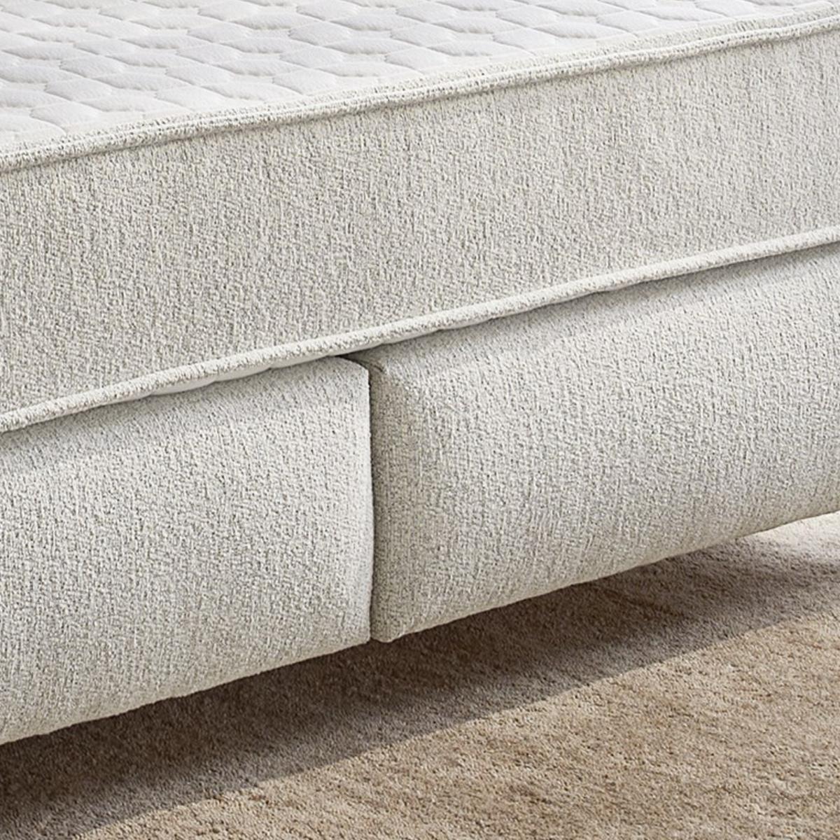 BOXSPRINGBETT 180x200 cm, extradicke 7-Zonen-Tonnentaschen-Federkern-Wendematratzen H3/H4, Bonell-Federkern, Flachgewebe Beige Grau / 20024 - Greige/Schwarz, Textil/Metall (180/200cm) - luma-home
