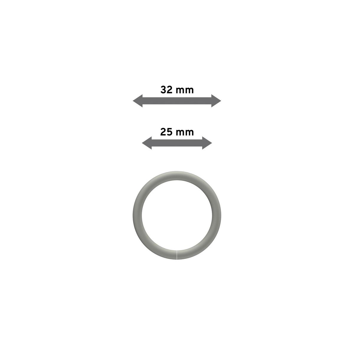 RUNDRINGE MIT FALTENHAKEN FÜR GARDINENSTANGEN 16 mm Ø, Chrom matt, Packung 10 Stück - Nickelfarben, Metall (16cm) - INTERDECO