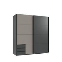 SCHWEBETÜRENSCHRANK 2-türig B179/H198/T65 cm, Kleiderschrank mit sichtbaren Schubkästen in Grafit, 1x Tür in Sandgrau / 22694 - Sandfarben/Graphitfarben, Holz/Holzwerkstoff (179/198/65cm) - luma-home