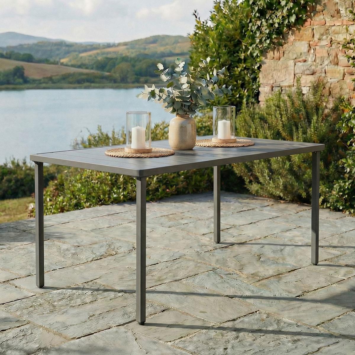 GARTENTISCH AZALEA grau - Grau, Metall (80/140/75cm) - IDIMEX