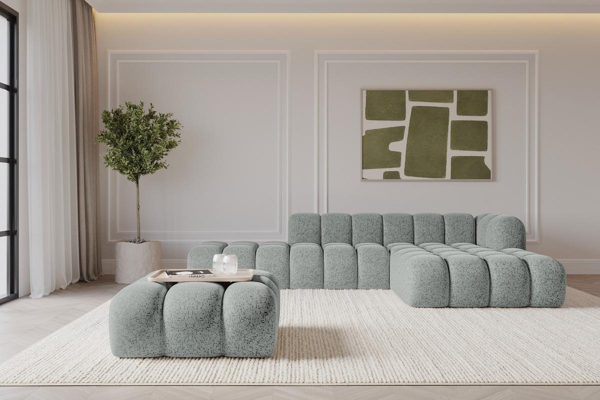 POUF OLEA-PUF 91x87x44 cm Grün Velours Modular Sitzhocker - Schwarz/Mintgrün, Holzwerkstoff/Kunststoff (91/44/87cm) - ALTDECOR