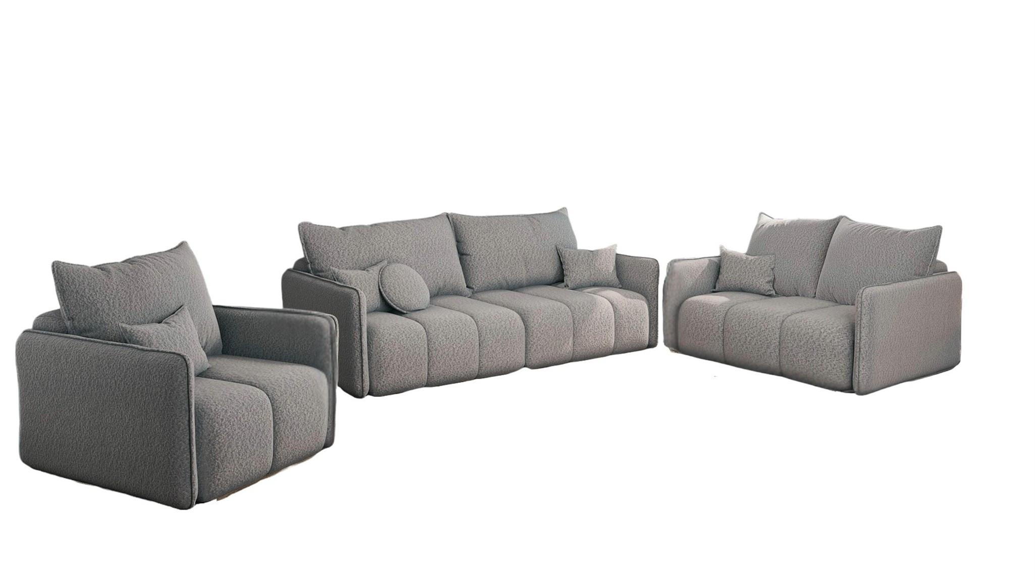 SOFASET Morgano 3-2-1 - Beige, Holzwerkstoff/Textil (216/86/102cm) - Fun Möbel