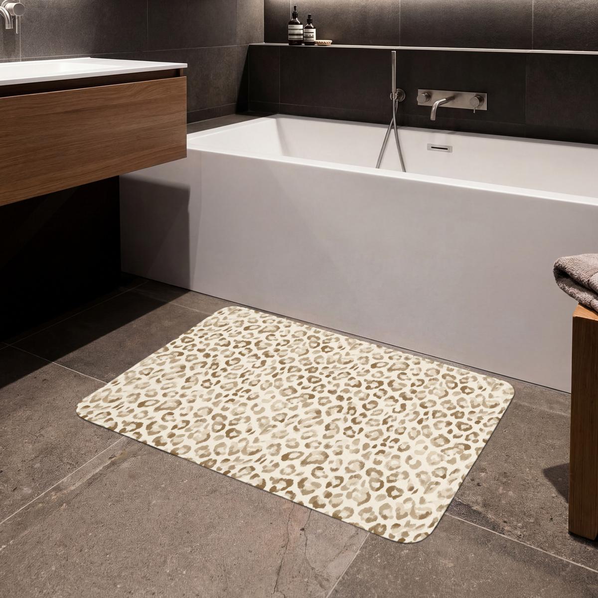 BADEMATTE Leopard - Klassisch - Beige 90x60 cm - Hellbraun, Textil (90/60cm) - OnlyWow
