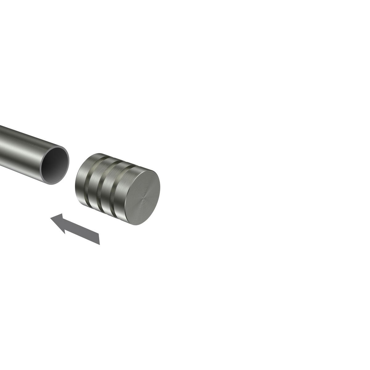 ENDSTÜCKE FÜR GARDINENSTANGEN 20 mm Ø, Fario Edelstahl, Packung 2 Stück - Edelstahlfarben, Metall (2.5/2.5/2.5cm) - INTERDECO