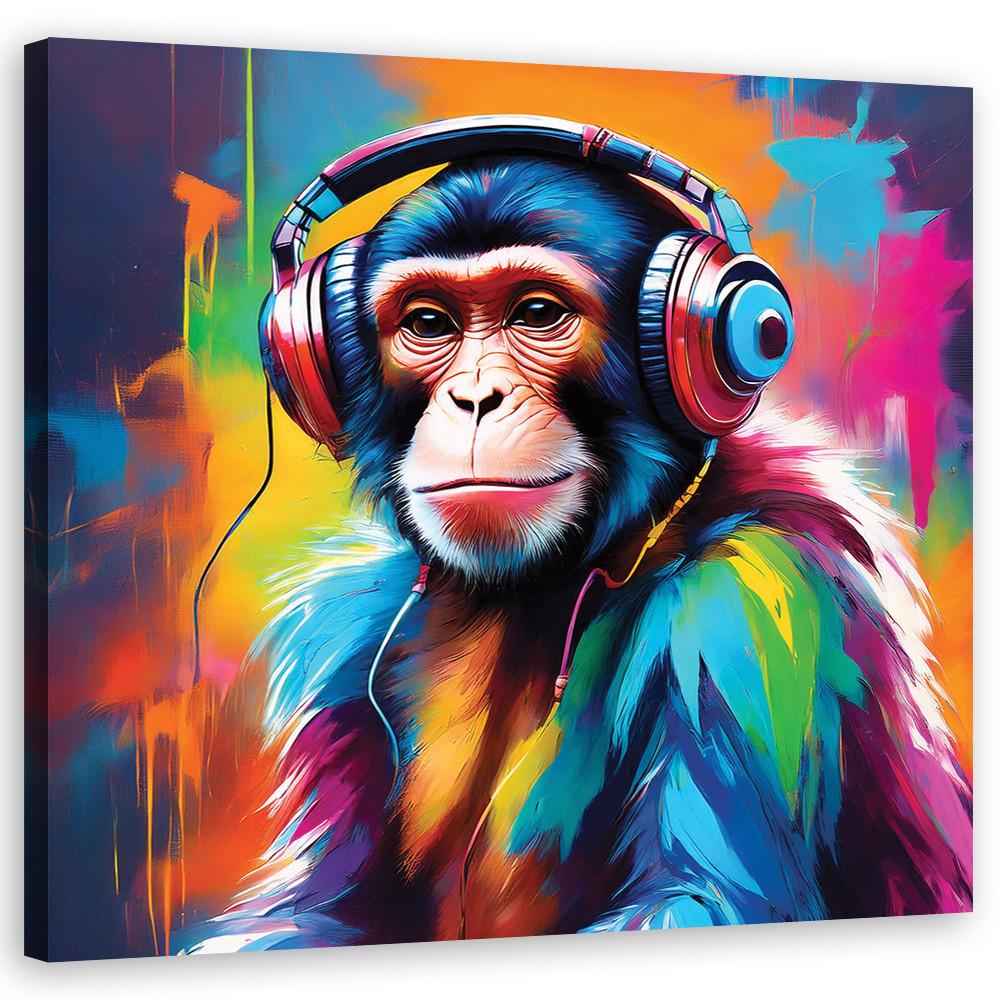 WANDBILD monkey dj farbe - Multicolor, Textil (30/30cm) - Feeby