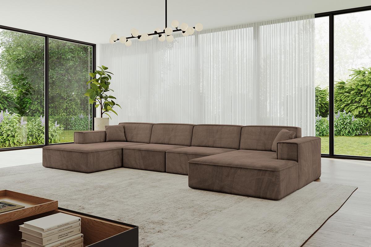 WOHNLANDSCHAFT IREA-U2-v4 - 386x165x77 cm Braun - Braun, Holzwerkstoff/Textil (386/77/165cm) - ALTDECOR