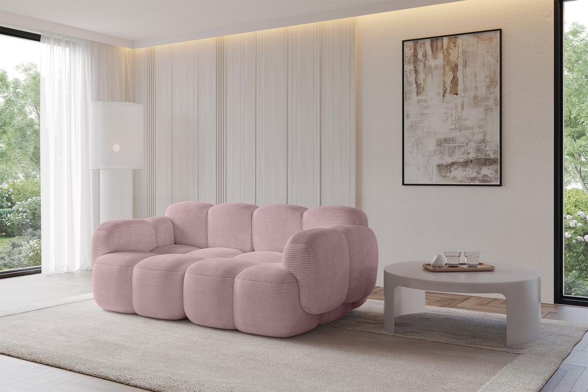 2-SITZER modulares Sofa Miko-S1 214x118x75 cm Rosa Cord - Schwarz/Rosa, Holzwerkstoff/Kunststoff (214/75/118cm) - ALTDECOR