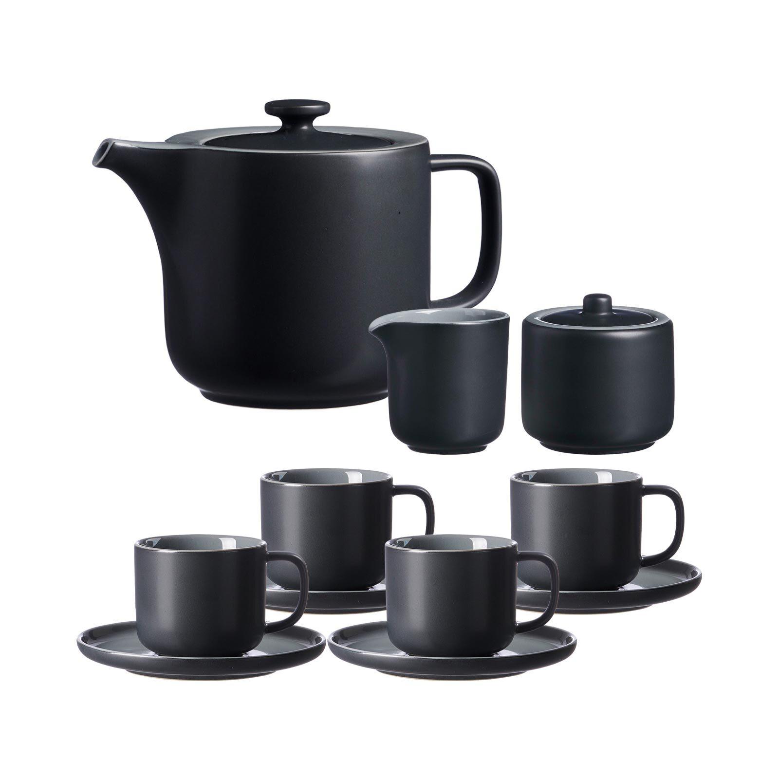TEESERVICE Jasper schwarz 11er Set - Schwarz, Keramik (2/2/2cm) - Ritzenhoff Breker