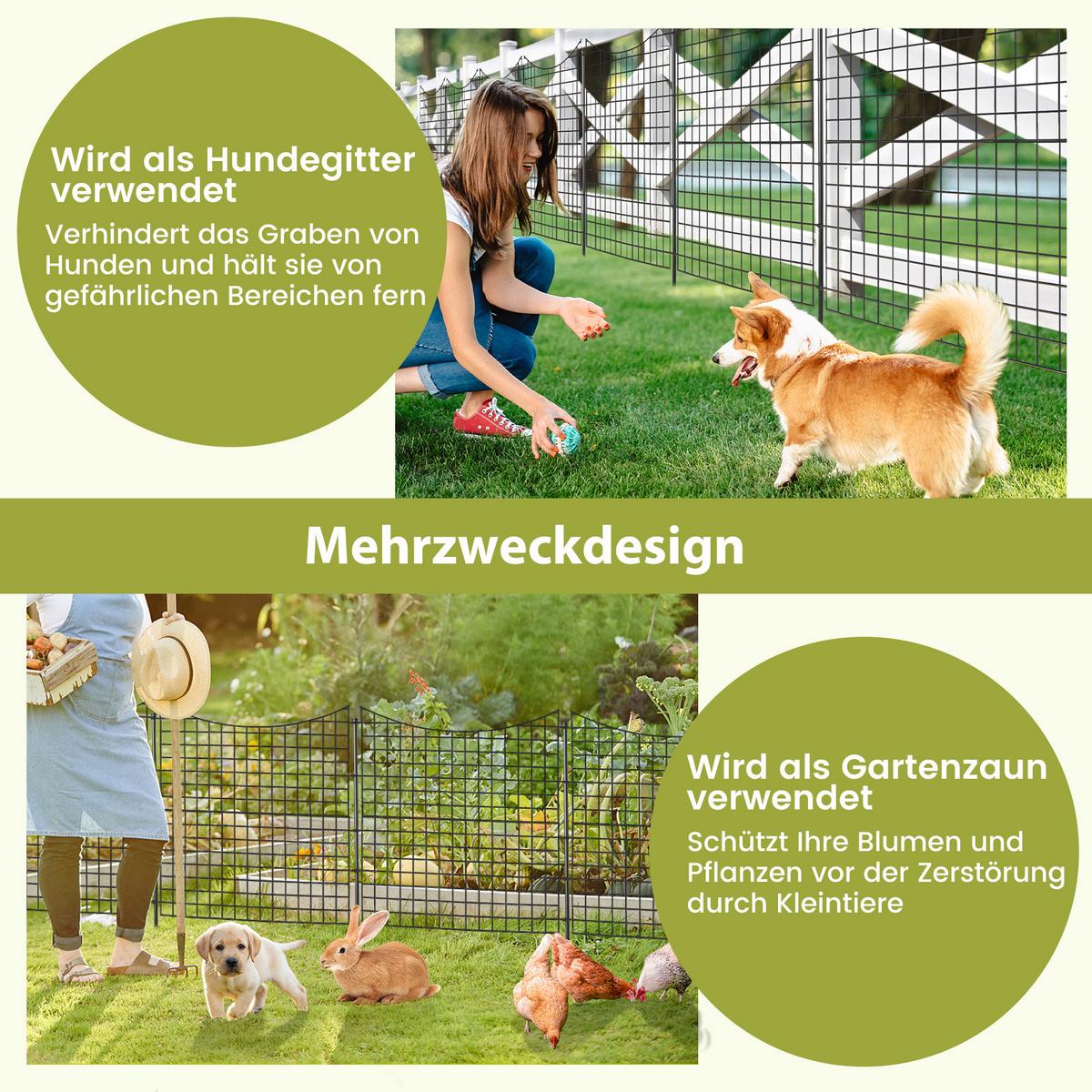 ZAUNELEMENTE Schwarz - Schwarz, Metall (98/1cm) - COSTWAY